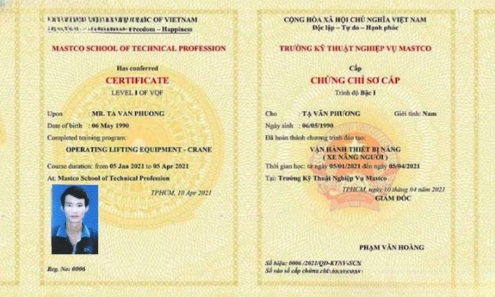 Chứng chỉ vận hành xe nâng người
